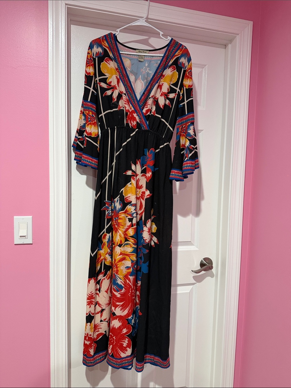 Flying Tomato Black Maxi Dress with Red, Yellow and Blue Floral Print - Picture 1 of 4